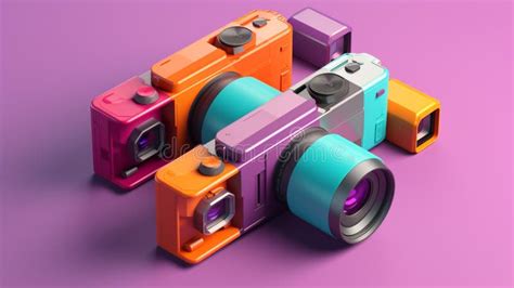 Digital Camera In Abstract Style In Trending Color Palette With