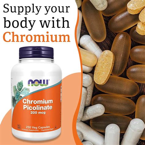 Now Foods Chromium Picolinate 200mcg 250 Vegan Capsules Lab Tested Trace Mineral Chromium Gluten