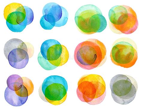 Watercolor Circles Collection In Pastel Colors Stock Illustration