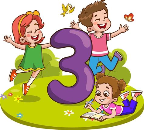 Cartoon Illustration of Kids with Number 3 or Number 3 for Children Education 37239067 Vector ...