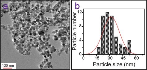 A Tem Image Of Tio2 Nps B Particle Size Distribution Graph Of Tio2