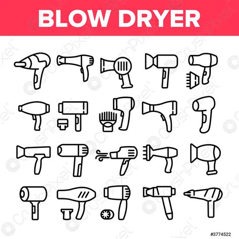 Blow Dryer Device Collection Icons Set Vector Stock Vector 3774522