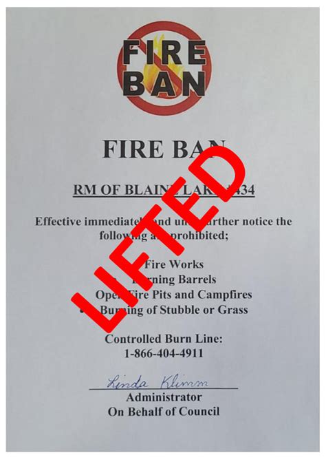 Fire-ban Lifted – RM of Blaine Lake