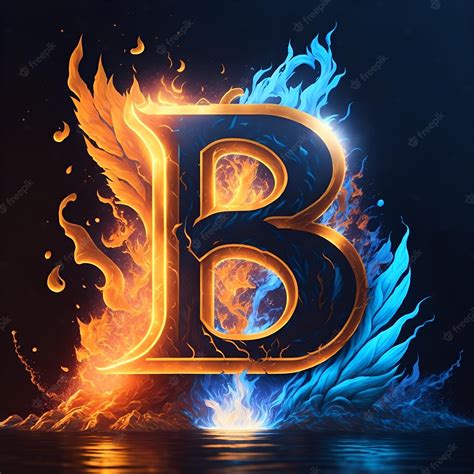 Premium Photo | A fire and ice alphabet with the letter b in blue and orange.