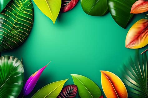 Un Fondo Verde Con Hojas Tropicales Foto Premium