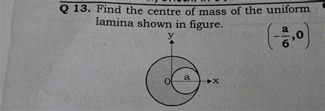 Q 13 Find The Centre Of Mass Of The Uniform Lamina Shown In Figure