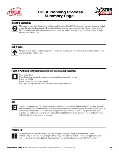 Planning Process Fccla Template - Printable Word Searches