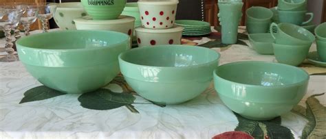 Fire King Jadeite Complete 3 Piece Colonial Rim Band Mixing Bowl Set ~ Jadite Mixing Bowls