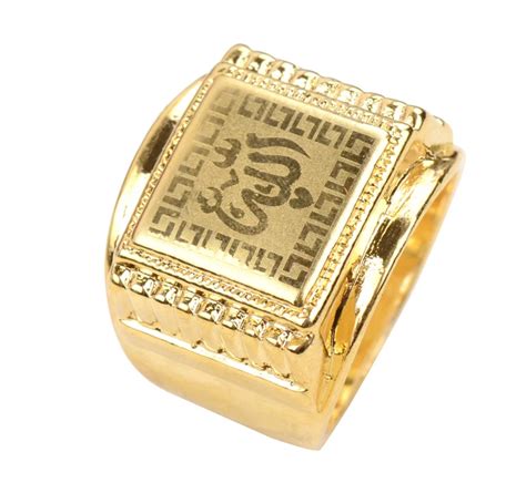 Fashion Big Size 18k Gold Plated Mens Rings Muslim Allah Ring18k