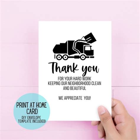 Sanitation Worker Thank You Cards Etsy