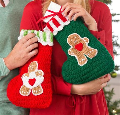 Yummy Gingerbread Crochet Stockings | AllFreeChristmasCrafts.com