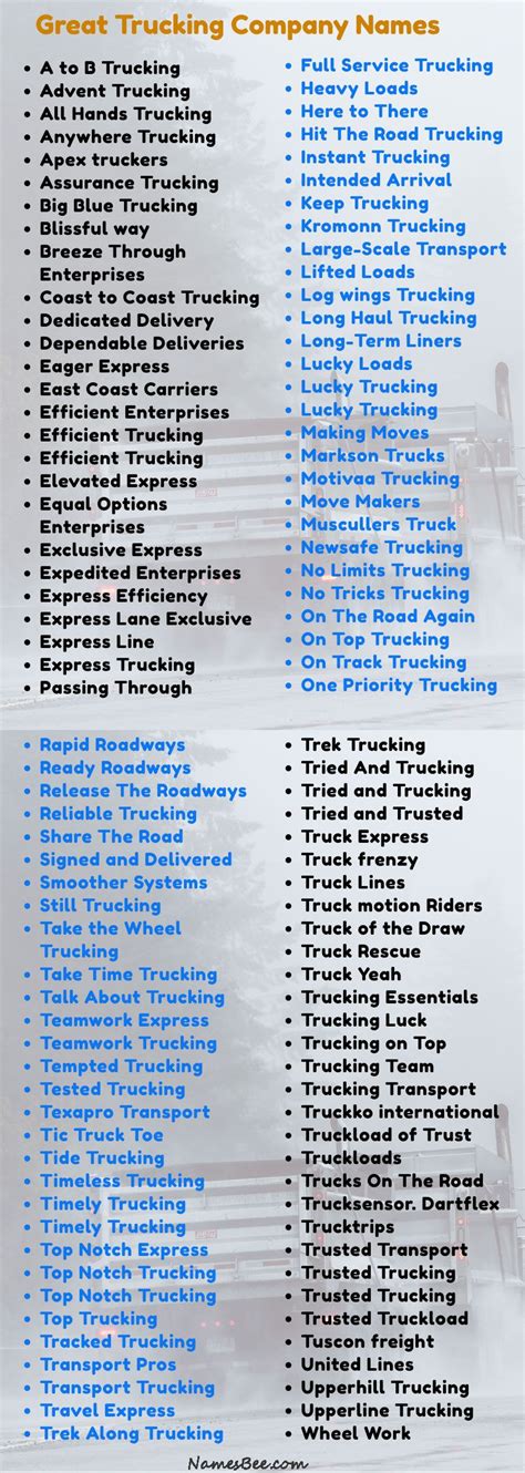 300 Best Trucking Company Names For You