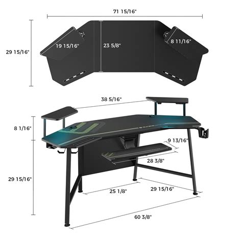 Buy EUREKA ERGONOMIC Gaming Desk With Led Lights 72 Large Wing Shaped