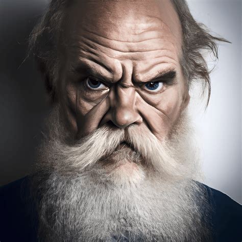 Old Man With Long Moustache And Beard Angry Looking Face · Creative Fabrica