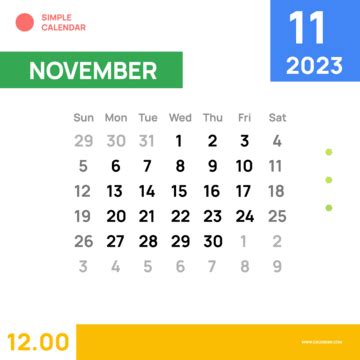 Simple Calendar 2023 November Images Hd Flat Calendar Calendar 2023