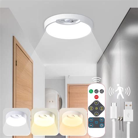 LED Motion Sensor Ceiling Light USB Rechargeable Bathroom Light