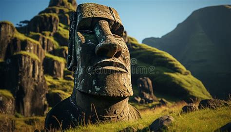 Escultura Antigua Representa La Cultura Ind Gena En Majestuoso Paisaje