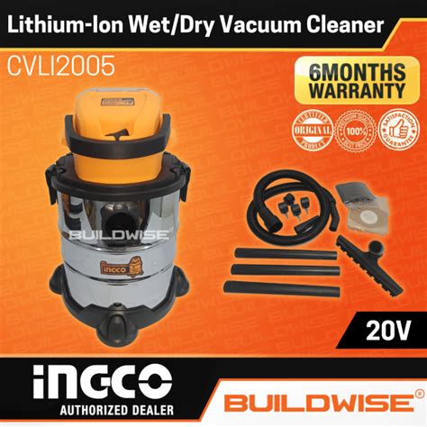 Ingco Lithium Ion Wet Dry Vacuum Cleaner 20V 2 0Ah CVLI2005 BUILDWISE