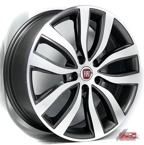 JOGO DE RODA FIAT TORO VOLCANO GT7 20X8 DIAMANTADA GRAFITE 5X110 ET 33