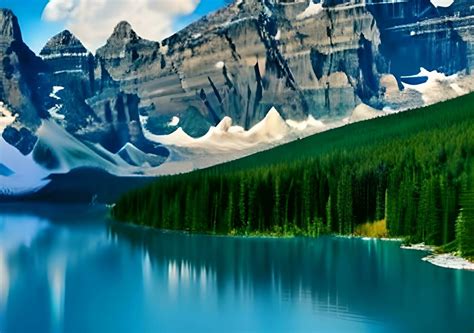 Moraine Lake At Sunset Background Photo Ai Generated Stock