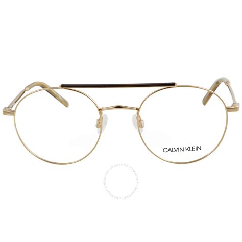 Calvin Klein Unisex Gold Tone Round Eyeglass Frames Ck2012671751 883901129779 Eyeglasses