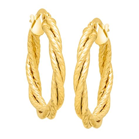 Eternity Gold Double Twist Oval Hoop Earrings In 14k Gold Ebay