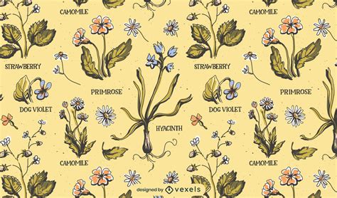 Flowers Vintage Nature Pattern Design Vector Download