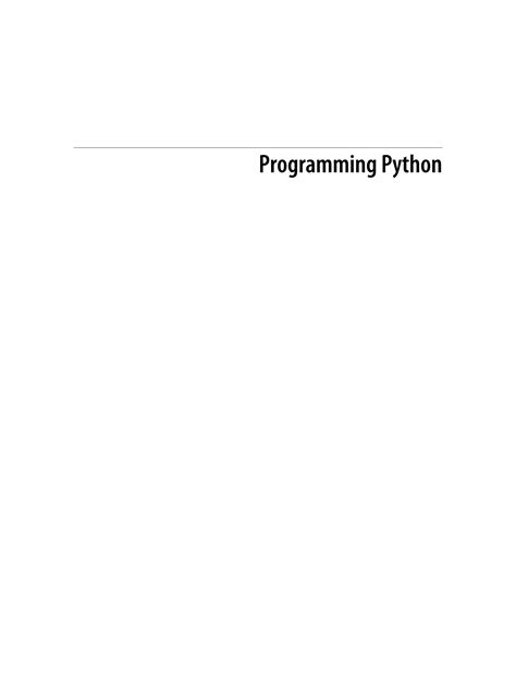 Solution Mark Lutz Programming Python 4th Edition Studypool