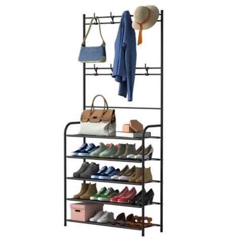 Entryway Coat Hat Rack Shoe Storage Shelf Shoe Rack Freestanding Hall