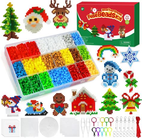 WEVOL 6350 Stück Bügelperlen Set Steckperlen Weihnachten 5mm 20 Farben