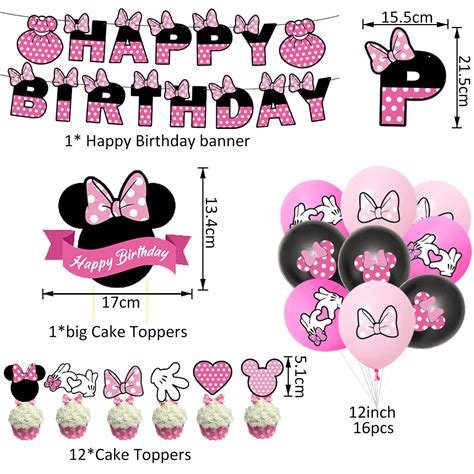 Simyron Minnie Themed Party Decorations Pcs Minnie Party Balloon Kit