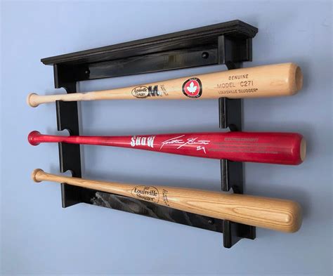 Horizontal Baseball Bat Rack With Trophy Or Ball Shelf For Etsy