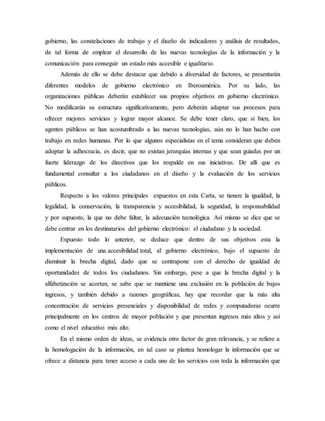 Ensayo Carta Iberoamericana Gobierno Electronico Pdf