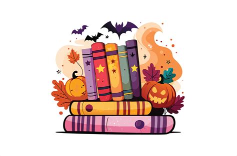 Halloween Book Spine Watercolor Clipart Graphic by UR design shop