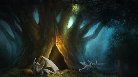 X Digital Art Fantasy Art Nature Trees Dragon Painting Forest