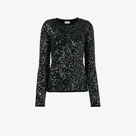 Saint Laurent Sequin Embellished Jumper Browns