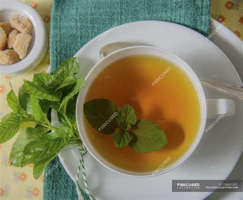 Peppermint tea with leaves — healthy, herb tea - Stock Photo | #154631852