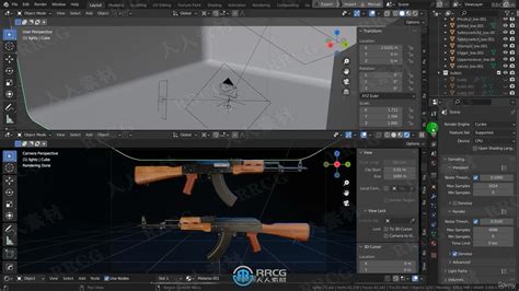 Blender 3a级游戏武器ak47模型制作工作流程视频教程 3d与动画教程 人人cg 人人素材 Rrcg