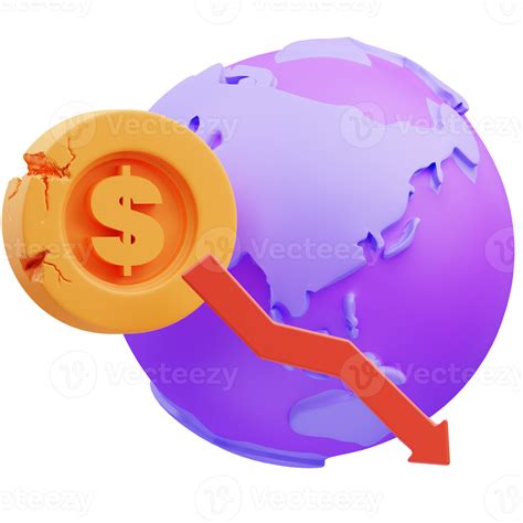 3d Render Illustration Of Coin And Globe Icon Related To Global Recession Crisis 15221673 Png