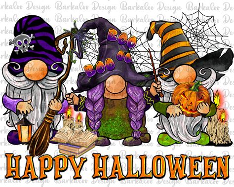 Happy Halloween Gnomies Png Sublimation Design Witch Gnomes Etsy