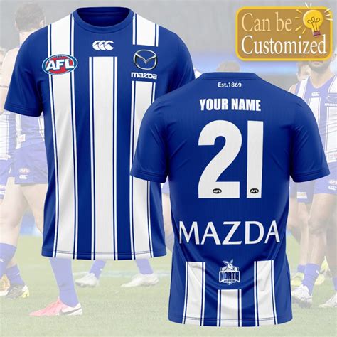 Afl North Melbourne Kangaroos Custom Name Number 2021 Home Guernsey T Shirt