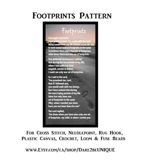 Footprints In The Sand PRINTABLE PATTERN Cross Stitch Rug Etsy