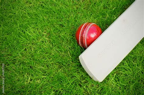 cricket bat and ball Stock Photo | Adobe Stock