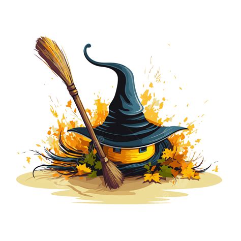 Halloween Witch Broom Clipart Vector Witch Hat And A Broom Cartoon