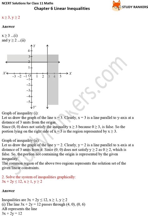 Ncert Solutions For Class Maths Chapter Linear Inequalities