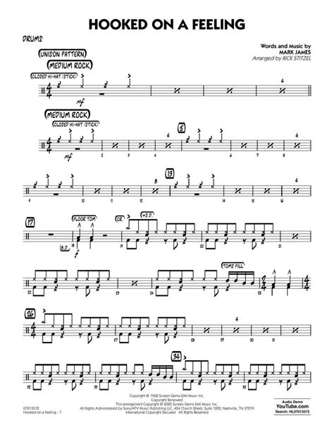 Sheet Music With The Words Hooked On A Feeling