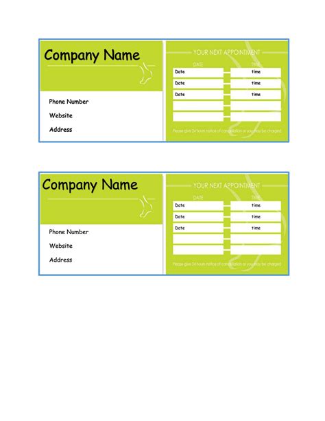 Free Printable Appointment Card Templates [Word, PDF, Excel] Medical