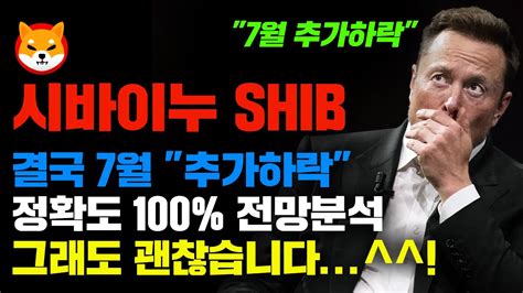 시바이누 Shib 긴급 7월 추가하락 거의 확정 정확도 100 전망분석 그래도 괜찮습니다 코인시황