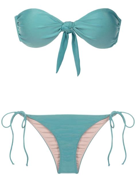 Adriana Degreas Strapless Knot Detail Bikini Set Green Editorialist