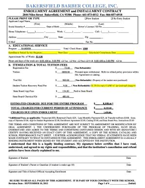 Sample Enrollment Agreement Fill And Sign Printable Template Online